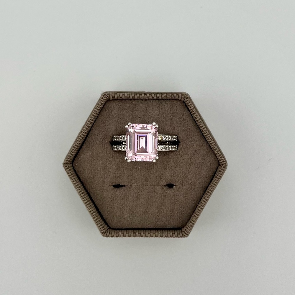 *NEW* Diamonique Pink Emerald Simulated Diamond Ring